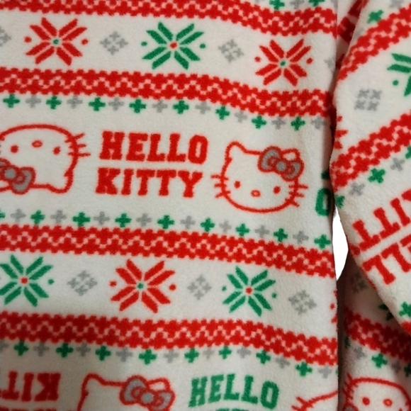 Hello Kitty Onesie Hoodie One Piece Holiday Christmas Pajamas Sz L - Picture 5 of 8